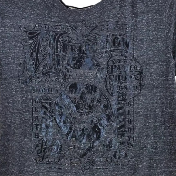 Affliction Top XL Skull Woman Mirror Optical Illusion Black Live Fast Lace Up - Picture 2 of 16